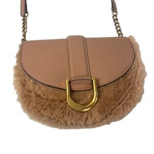 Scoop crossbody handbag , purse , w/ faux fur and chain /faux leather